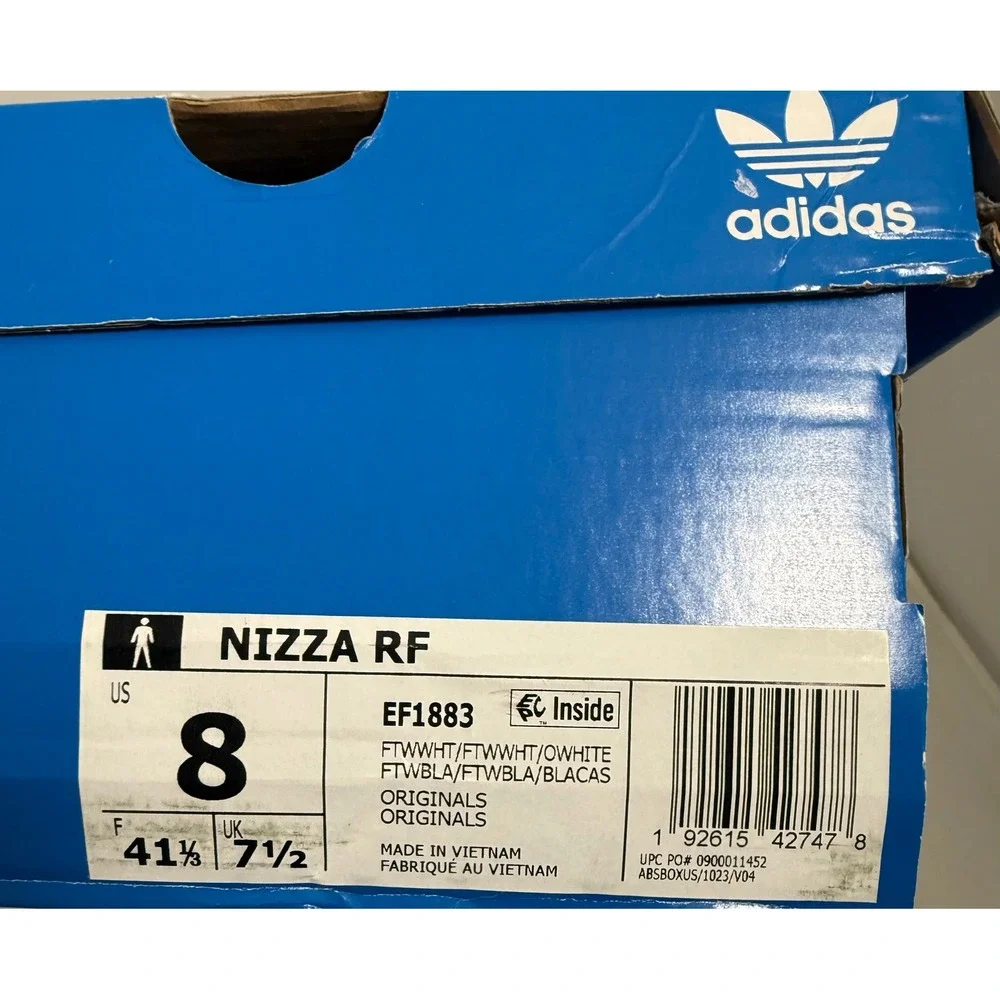 Adidas‎ Sneakers Nizza RF Low Top Size 8 White Canvas Rubber Toe Cap EF1883